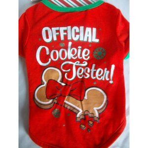 Official Cookie Tester Red Dog Christmas Pet T-Shirt Bone Holiday Small 11-12"